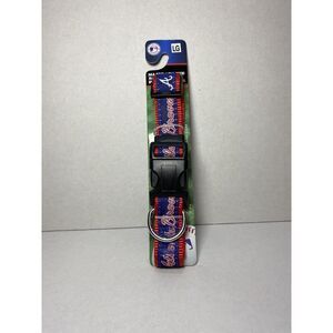 Atlanta Braves MLB Dog Collar Heav Duty Durable & Adjustable Red Navy Size Large
